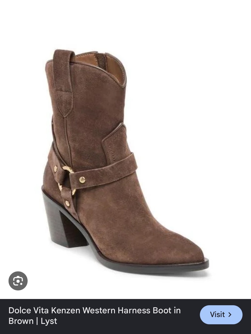 Dolce Vita Brown Suede Western Harness Ankle Boot